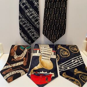 Lot‎ Of 5 Vintage Musical Themed Ties